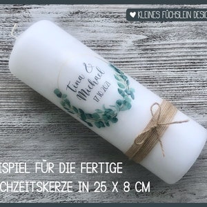 Folie für Hochzeitskerze Eukalyptus, Kerzentattoo, Kerzensticker, Dekoration, Tattoofolie für Kerzen, A4, Deko Kerze basteln image 2