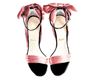Louboutins watercolour fashion illustration - signed original giclee art print