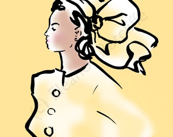 Impresión original de la ilustración de moda de sombrerería - sombrero amarillo con lazo