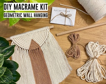 Kit bricolage à suspendre en macramé pour débutants/intermédiaires, décoration murale bohème géométrique, kit cadeau DIY