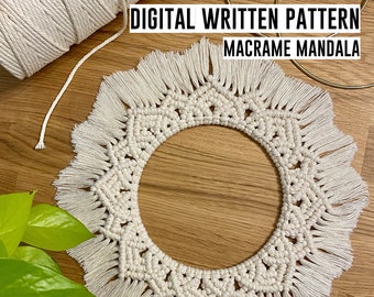 Macrame Mandala Wall Hanging INSTANT DOWNLOAD written pattern, macrame diy, printable pattern, living room, nursery, bedroom, dormroom decor