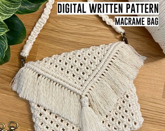 Macrame Bag/Clutch Boho INSTANT DOWNLOAD written pattern, macrame diy, printable pattern, living room, nursery, bedroom, dormroom decor