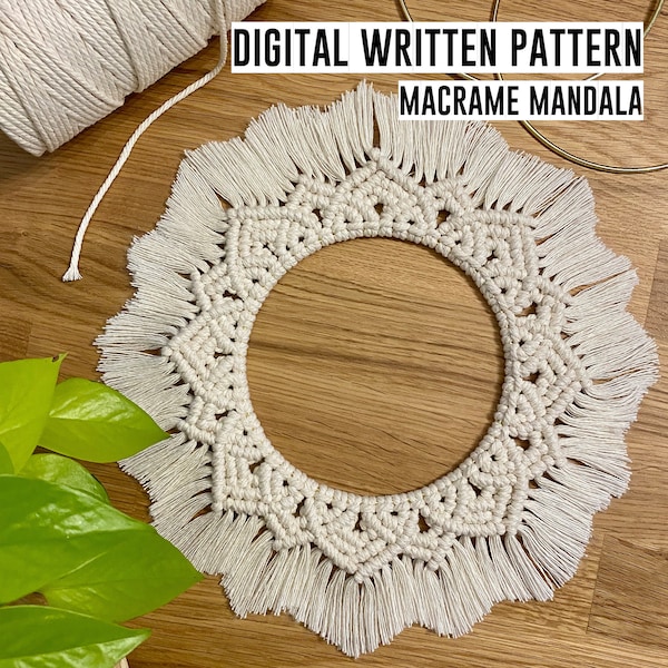 Macrame Mandala Wall Hanging INSTANT DOWNLOAD written pattern, macrame diy, printable pattern, living room, nursery, bedroom, dormroom decor