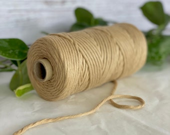 Cordón de macramé trenzado simple de 3 mm 100 m - 100% algodón 14 colores / cuerda de algodón trenzado, cordón de macramé de 3 mm, suministros de macramé, bronceado, arena, almendra