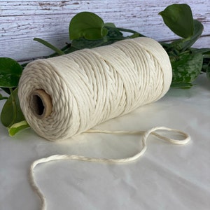 Cavo Macrame ritorto singolo da 3 mm 100 m - 100% cotone 14 colori / corda di cotone ritorto, cavo macrame 3mm, forniture macrame, beige chiaro naturale