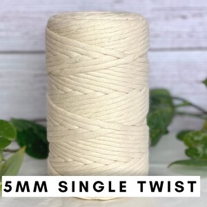 5mm Single Twist Macrame Cord 100m - 100% Macrame Cotton cord 5mm | twisted cotton rope, macrame cord 5mm, macrame supplies