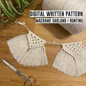 Macrame Garland Wall Hanging INSTANT DOWNLOAD written pattern, macrame diy printable pattern, living room, nursery, bedroom, dormroom decor