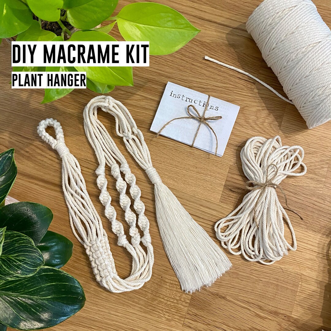 DIY Macrame Plant Hanger Craft Kit - Beginners Boho Plant Wall Hanging ...