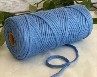 3mm Single Twisted Macrame Cord 100m - 100% Cotton 14 Colours twisted cotton rope, macrame cord 3mm, macrame supplies, navy, dark blue