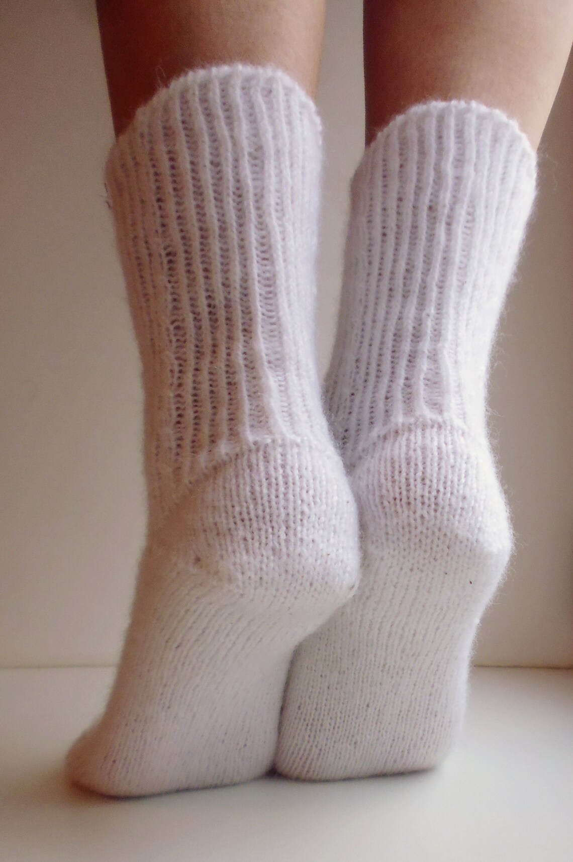 Knitted socks white socks wool socks winter accessory lacy Etsy