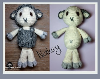 Amigurumi Crochet Pattern -Nakey Sheep, Cubby House Crochet. Removable clothing , PDF pattern, Instant download