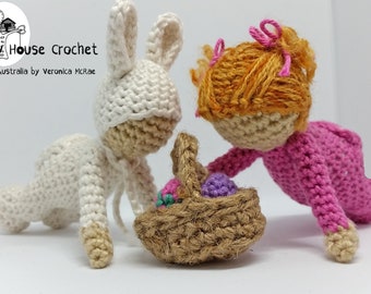 Crochet Pattern. Crawling Toddler BETHANY. Includes FREE Mod pattern to make her into a bunny with basket of Easter eggs