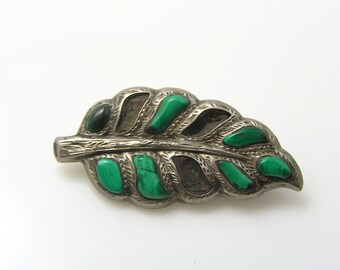 Bronze-y gold with malachite necklace. Cat brooch