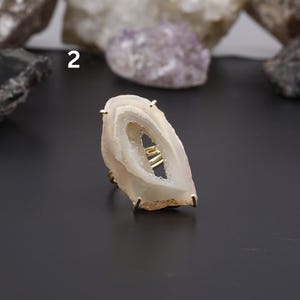 Geode Druzy Ring | Adjustable Statement Brass Ring | Natural Crystal Boho Jewelry for Women | Handmade Raw Gemstone Gift For Her