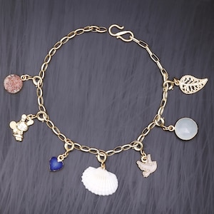 Custom Charm Bracelet for Women | Vintage Style Gold Chunky Bracelet | Build Your Own Jewelry | Personalized Gift for Her
