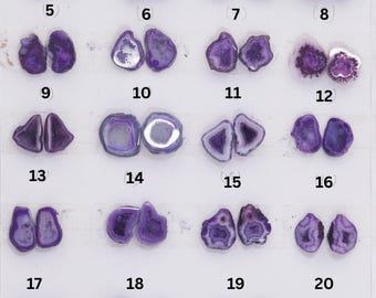 Purple Agate Geode Druzy Pairs, Jewelry Making (20-25 mm)