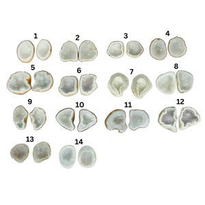 Naturlig vit agat Druzy geode par, 15-20 mm smyckestillverkning