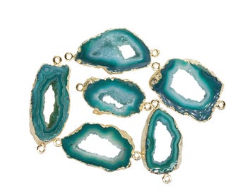 Geode Druzy Slice 25-30mm with Gold Bail, Natural Agate Gemstone, Unique Pendant for Jewelry Making, Crystal Slice, Boho Necklace Charm