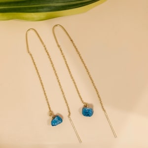 Raw Gemstone Threader Earrings | Sterling Silver, Boho Birthstone Jewelry