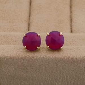 Chalcedony, Rose Quartz & Onyx Stud Earrings | Gold Plated Brass Gemstone Studs | Handmade Boho Jewelry | Healing Crystal Studs Gift for Her