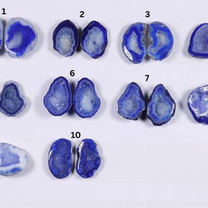20 -25  mm Blue Natural Geode Pair, Druzy Gemstone Pair For Beading & Jewelers, Geode Pairs for jewelry, Hand Polish Superior Quality
