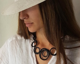 Black Necklace made of Aluminum. Very light. Really special! Extravagant and eccentric. Unusual. Black jewelry: a passion!