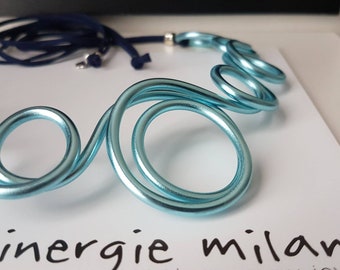 Blue Aluminum Necklace, colored necklace, blue jewelry, blue set, bridesmaids, wedding, bride, graduation, girlfriend gift.