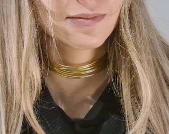 Gold Aluminum Choker Necklace. Hippy Chic, Boho chic, Rock chic. Contemporary, versatile and extravagant. Bold and refined!