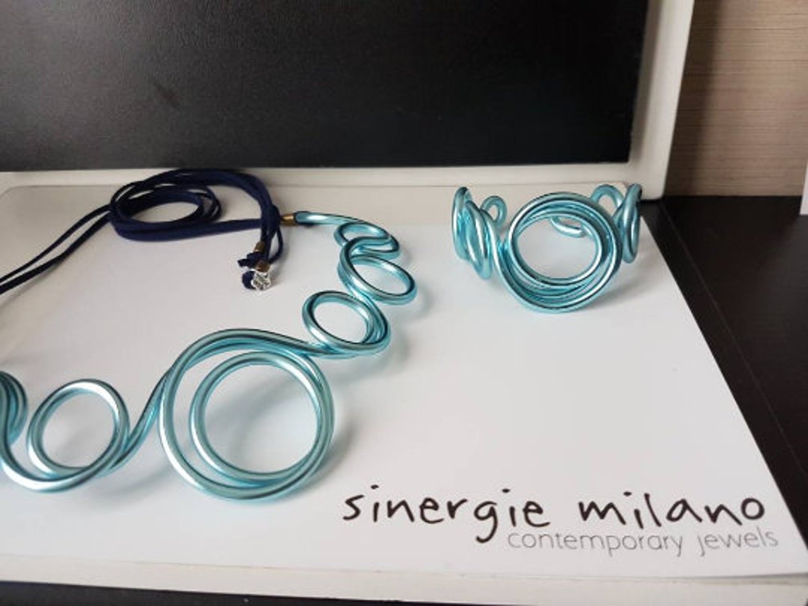 Blue Aluminum Necklace Colorful Necklace Blue Jewelry Blue Etsy