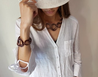 Coffee/Bronze Aluminum Necklace and Bracelet Set - Different, Artistic and Refined - Gift Idea for Girlfriend, Mom, Teacher.