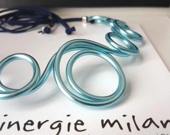 Blue Aluminum Necklace, colorful necklace, blue jewelry, blue set, bridesmaids, wedding, bride, graduation, girlfriend gift.
