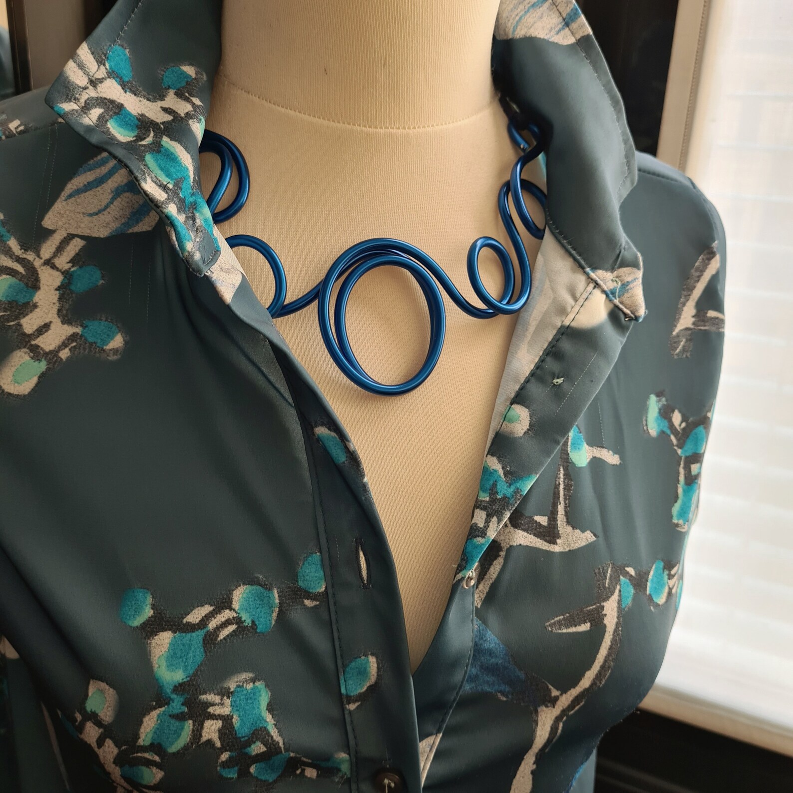 Blue Aluminum Necklace Colorful Necklace Blue Jewelry Blue Etsy