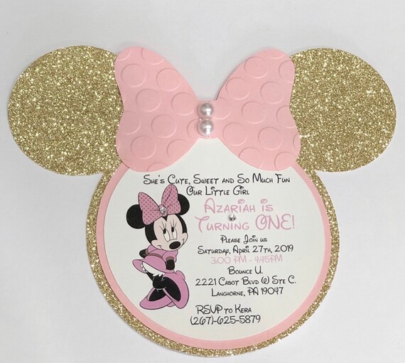Minnie Mouse Birthday Invitation Pink And Gold Minnie Mouse Etsy Minnie Mouse Birthday Invitation Pink And Gold Minnie Mouse Etsy