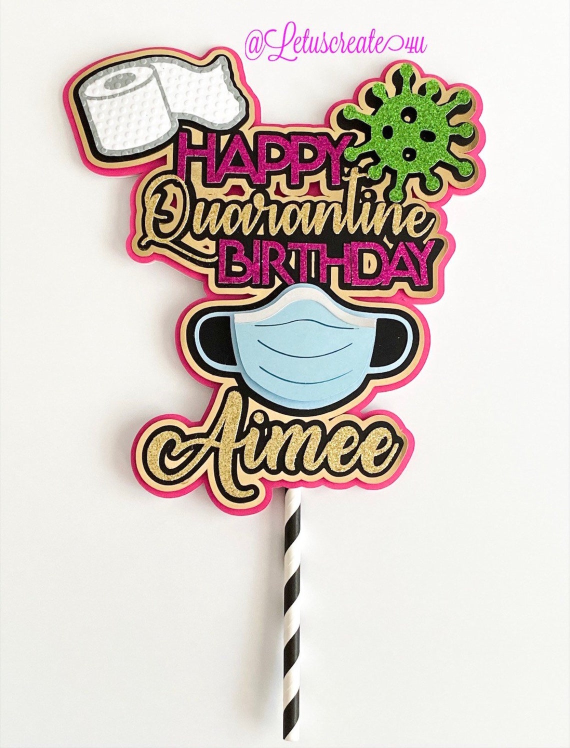 Happy Quarantine Cake Topper/birthday Quarantine Cake Topper Etsy