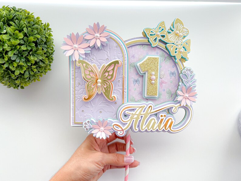 Flowers and Butterflies Cake Topper Etsy