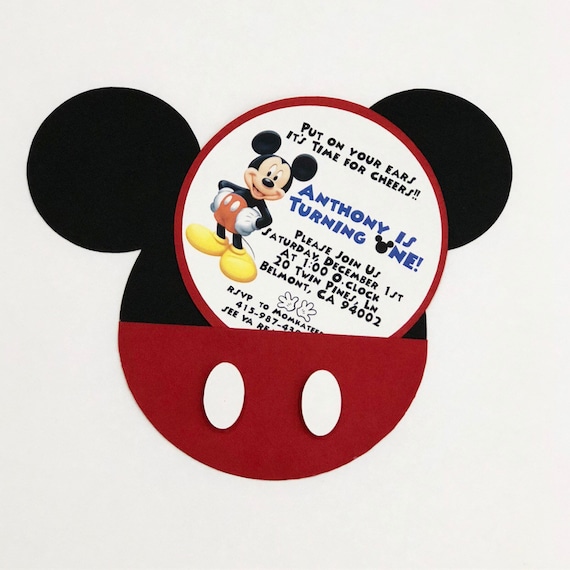 Mickey Mouse Invitation Mickey Mouse Birthday Invitation Etsy