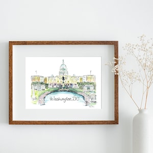 Watercolor Print - Washington DC Cityscape