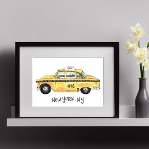 Watercolor Print - New York Taxi