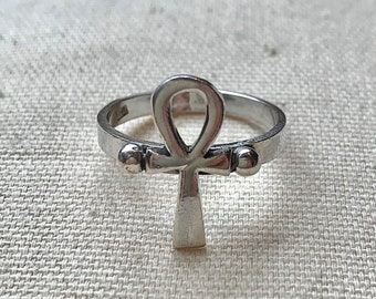 Key of Life Silver Ring, Ankh, Ancient Egypt, 925