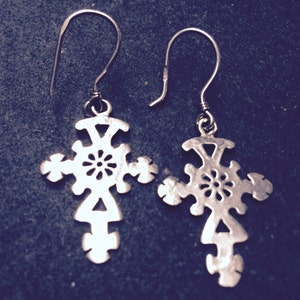 Coptic, Ethiopian Cross earrings, silver, handmade in Cairo