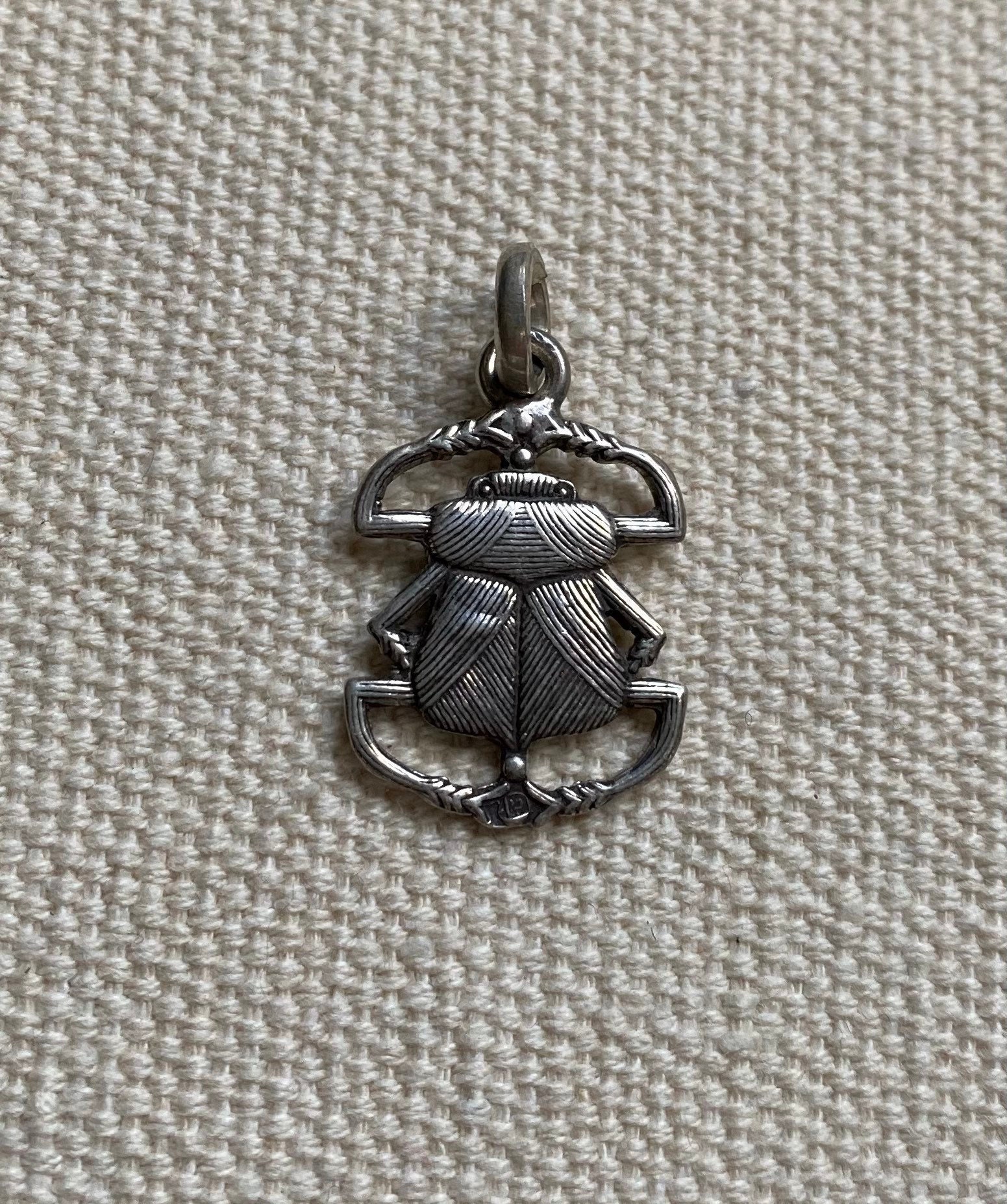 Silver Scarab Beetle Pendant Ancient 