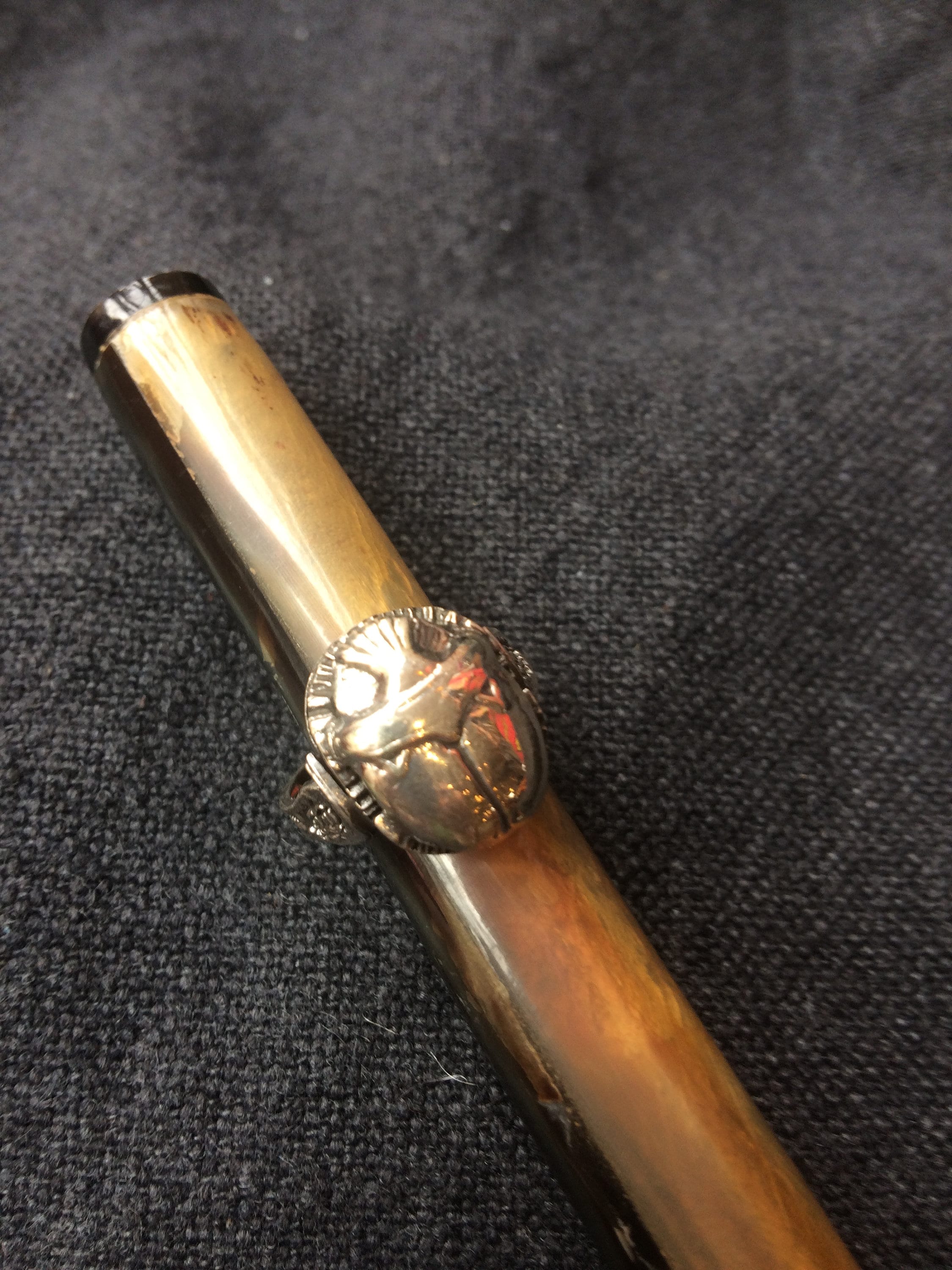 Bague Scarabée égyptien Ancien - Monture En Argent Massif - Longueur 2 Cm - Occasion