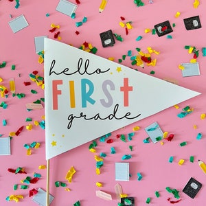 Pre-k - 6th Grade Back-to-School Printable Pennant , Grade Level Pictures, Back to School Breakfast, First Day of School, school milestone