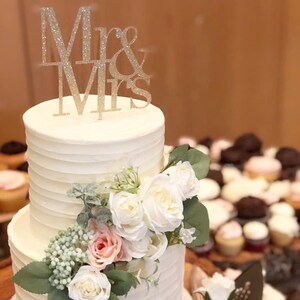 Mr & Mrs Wedding Cake Topper, Engagement Party, Bridal Shower Party Decor, Glitter Wedding Cake Topper