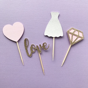 Wedding Cupcake Toppers, Bridal Shower, Engagement Party Decor