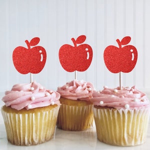 Red Apple Cupcake Toppers, First Day of School Breakfast, Last Day of School, Last Day Graduation, Classroom Banner,