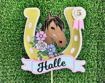 Pony Cake Topper, My first rodeo, Equestrian Theme, Saddle up birthday, Horse Riding, Cowgirl Party Horse, Gallop on Over, floral horse