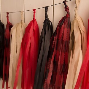 Buffalo Plaid Tassel Banner: Lumberjack Party Decor image 2