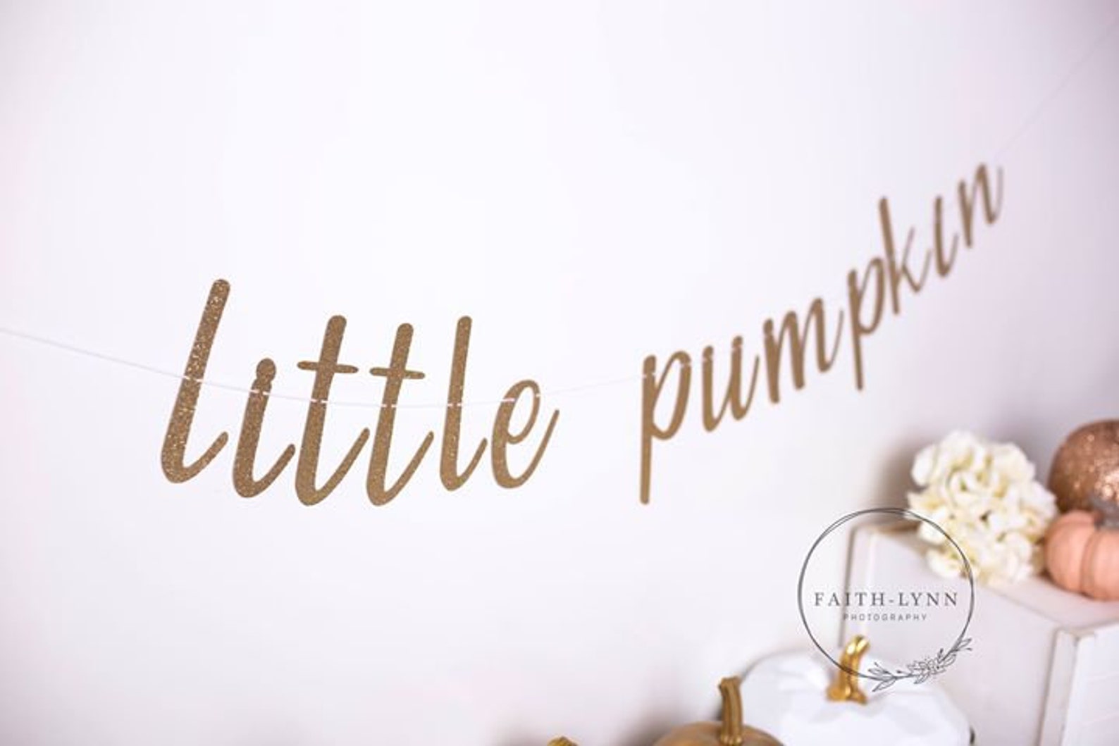 WAOUH Little Pumpkin Birthday Banner & Cake Topper Set - Halloween Baby Shower Decor, Cake Smash Photo Prop - View #2