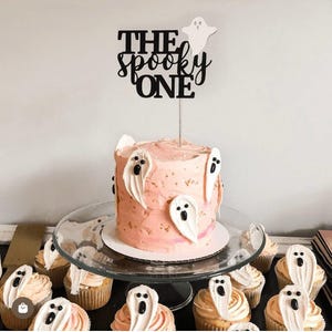 The Spooky One Halloween First Birthday Cake Topper, Our Little Is turning one Cake Topper, Little Spooky Dude Party Decorations
